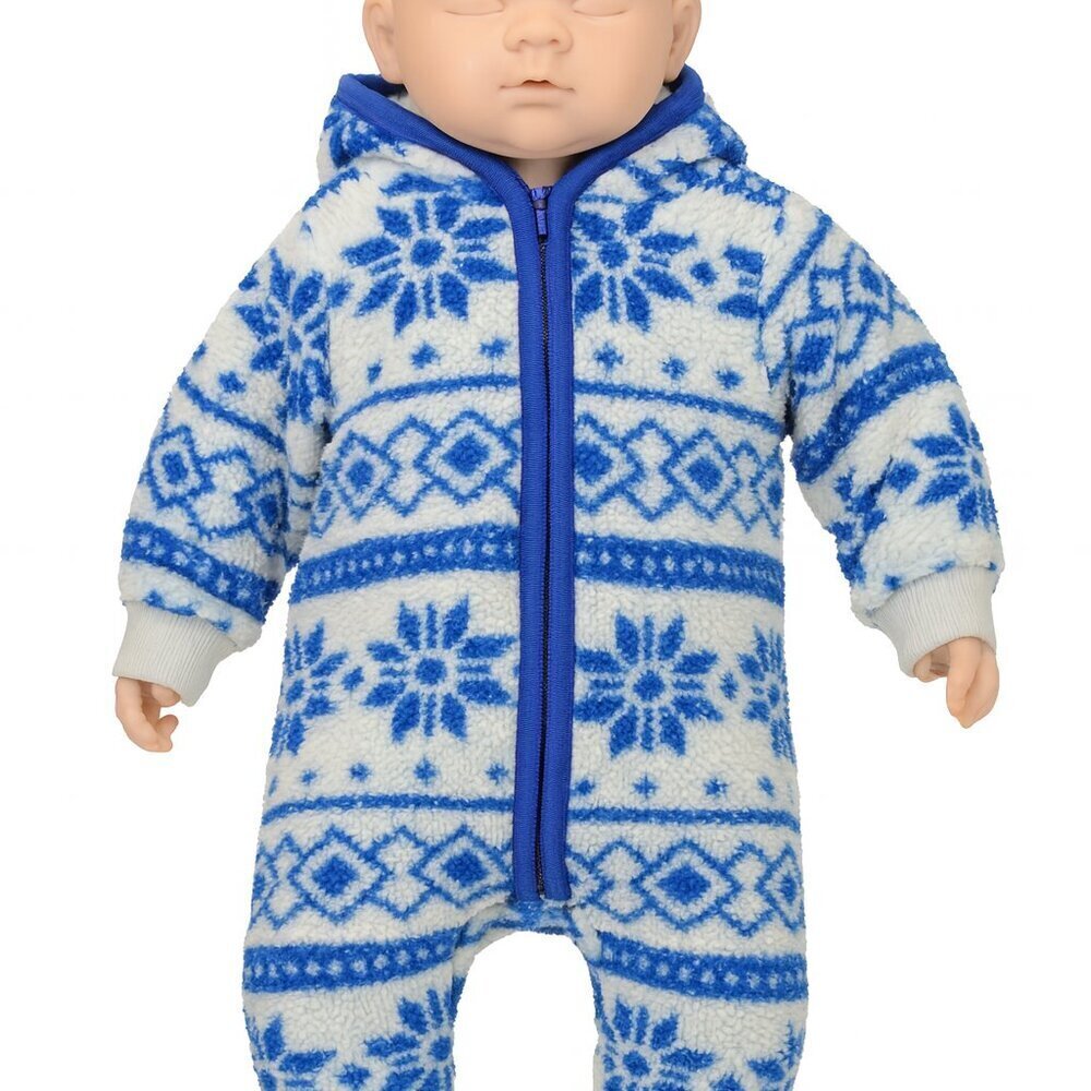 Cozy Blue & White Snowflake Knit One Piece – Size 3 Months